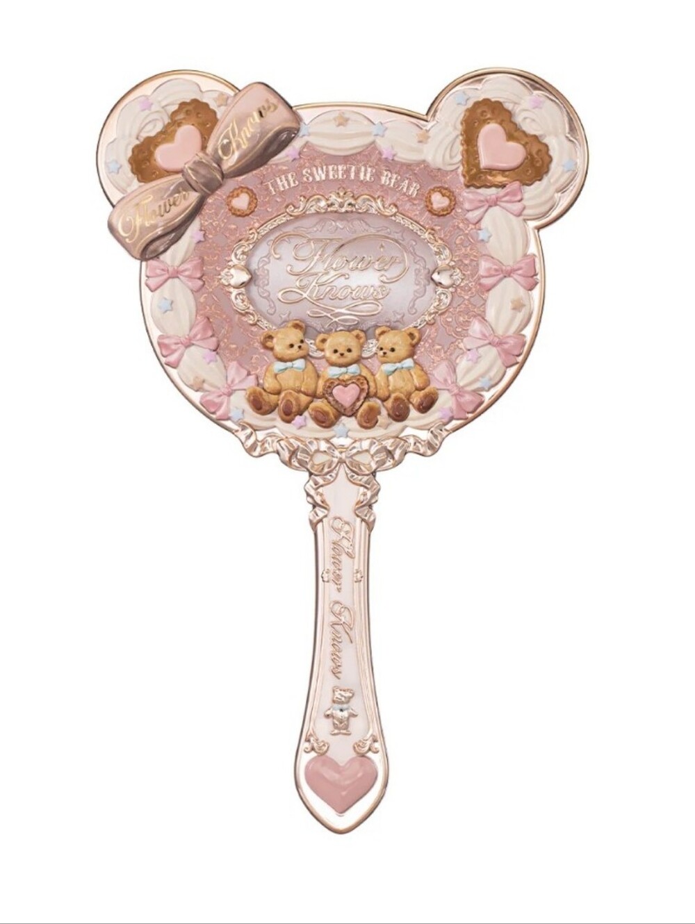 Flower Knows Sweetie Bear Collection Hand Mirror Creamy Pink